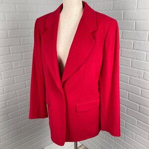 JG Hook Blazer Women 10 Red Wide Lapel Classic Jacket Wool Cashmere Bulgaria VTG